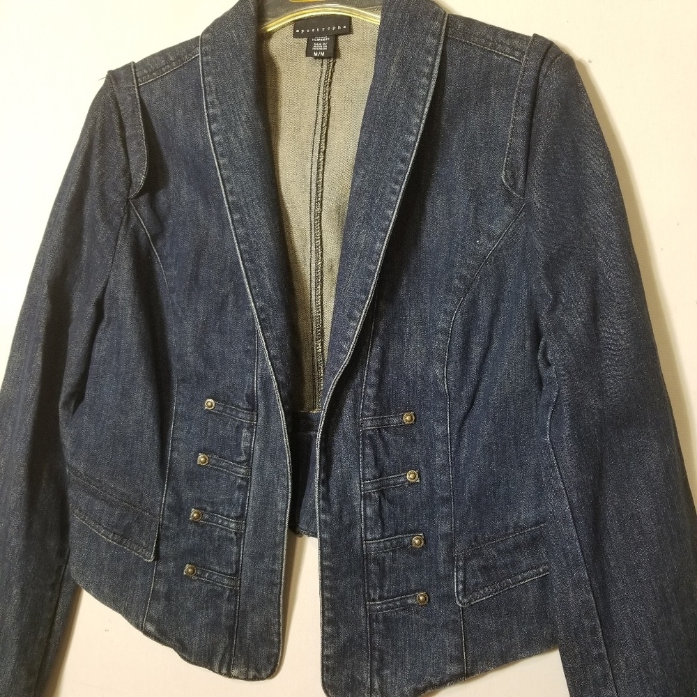 Apostrophe Denim Jacket Size Medium - image 6